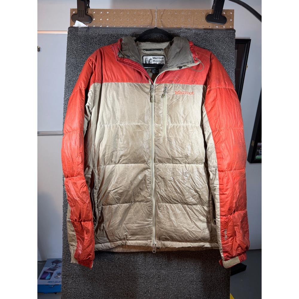 Marmot Puffer Jacket Mens Medium Tan Orange 700-Fill J.Crew Collab